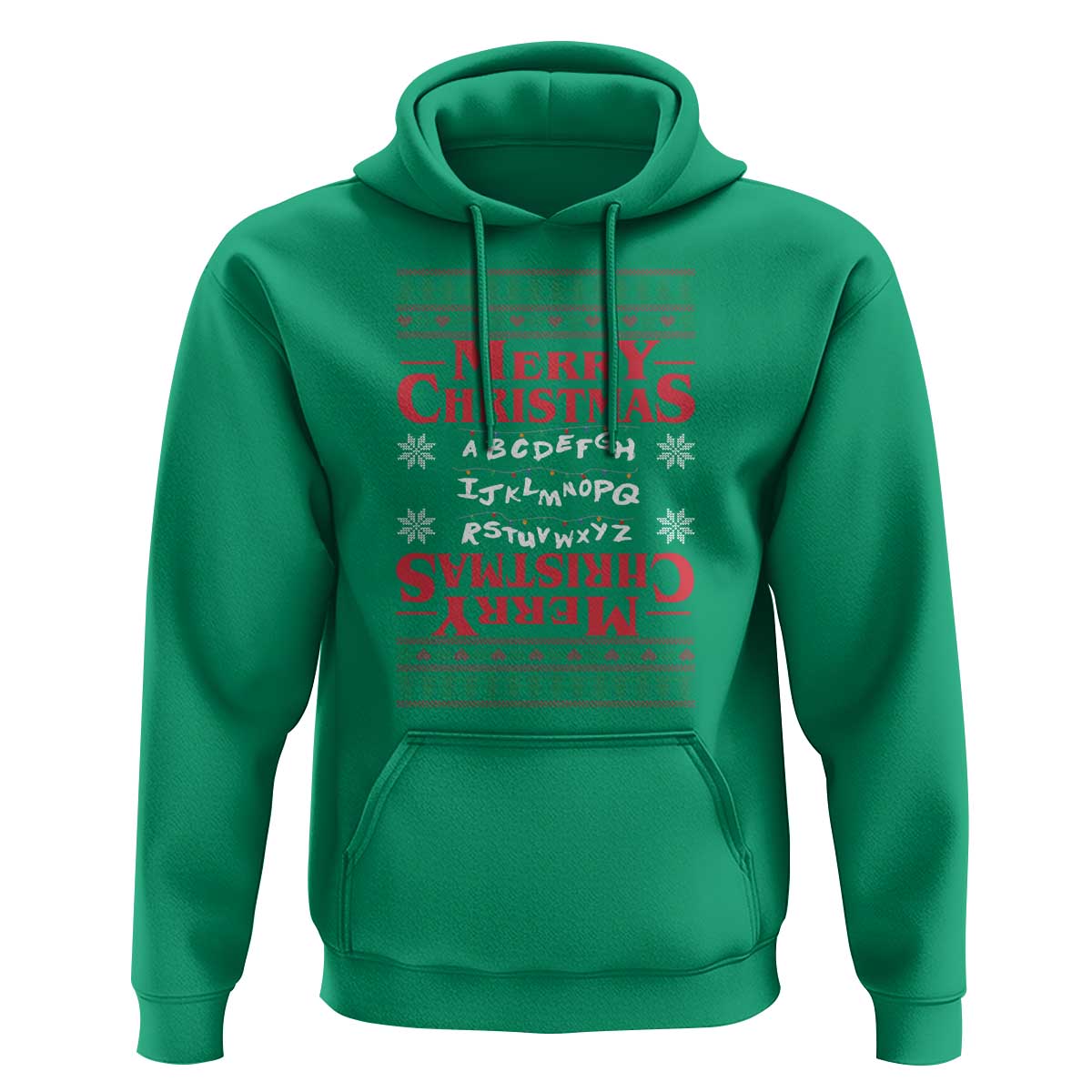 Funny Stranger Xmas Hoodie Merry Christmas Alphabet Neon Lights Movie - Wonder Print Shop
