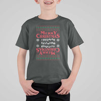 Funny Stranger Xmas T Shirt For Kid Merry Christmas Alphabet Neon Lights Movie - Wonder Print Shop