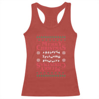 Funny Stranger Xmas Racerback Tank Top Merry Christmas Alphabet Neon Lights Movie - Wonder Print Shop