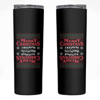 Funny Stranger Xmas Skinny Tumbler Merry Christmas Alphabet Neon Lights Movie - Wonder Print Shop
