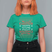 Funny Stranger Xmas T Shirt For Women Merry Christmas Alphabet Neon Lights Movie - Wonder Print Shop
