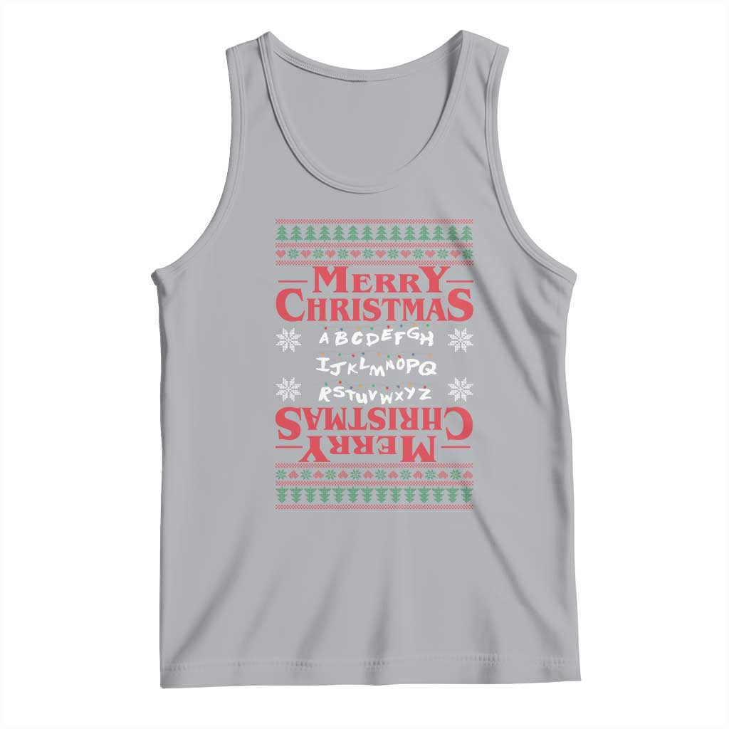 Funny Stranger Xmas Tank Top Merry Christmas Alphabet Neon Lights Movie - Wonder Print Shop