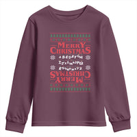 Funny Stranger Xmas Youth Sweatshirt Merry Christmas Alphabet Neon Lights Movie - Wonder Print Shop