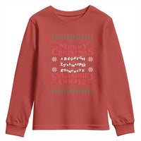 Funny Stranger Xmas Youth Sweatshirt Merry Christmas Alphabet Neon Lights Movie - Wonder Print Shop