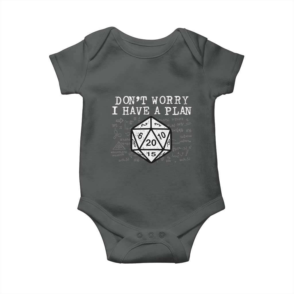 Funny RPG Gamer Dont Worry I Have A Plan Baby Onesie D20 Tabletop - Wonder Print Shop