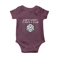 Funny RPG Gamer Dont Worry I Have A Plan Baby Onesie D20 Tabletop - Wonder Print Shop