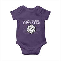 Funny RPG Gamer Dont Worry I Have A Plan Baby Onesie D20 Tabletop - Wonder Print Shop