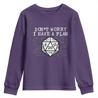 Funny RPG Gamer Dont Worry I Have A Plan Youth Sweatshirt D20 Tabletop - Wonder Print Shop