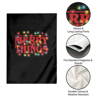 Funny Stranger Christmas Garden Flag Merry Things Xmas Movie Neon Lights - Wonder Print Shop