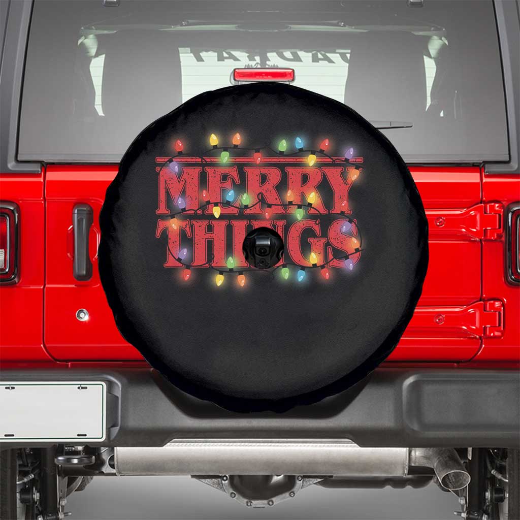 Funny Stranger Christmas Spare Tire Cover Merry Things Xmas Movie Neon Lights - Wonder Print Shop