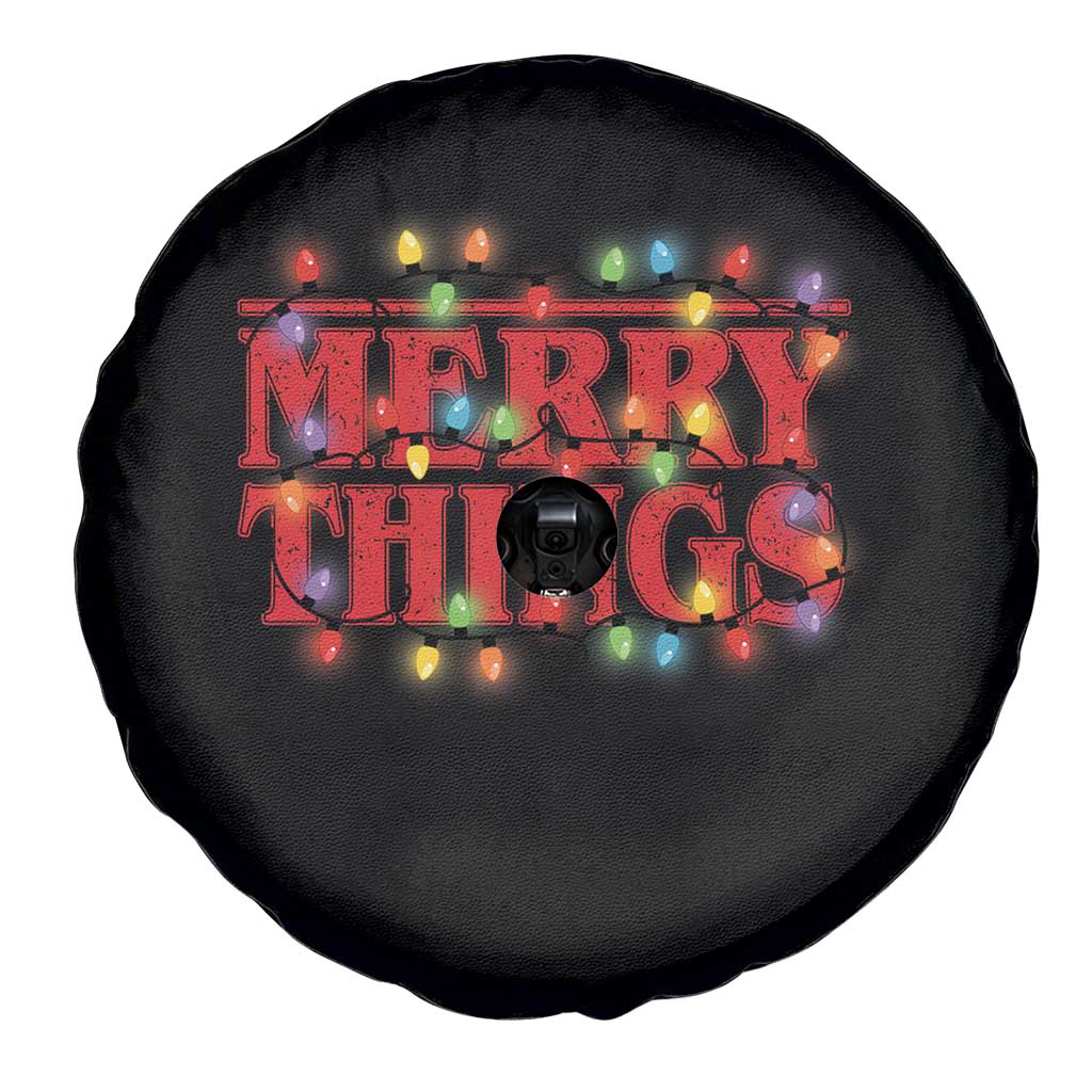 Funny Stranger Christmas Spare Tire Cover Merry Things Xmas Movie Neon Lights - Wonder Print Shop