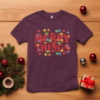 Funny Stranger Christmas T Shirt Merry Things Xmas Movie Neon Lights - Wonder Print Shop