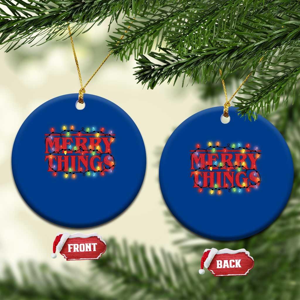 Funny Stranger Christmas Ceramic Ornament Merry Things Xmas Movie Neon Lights - Wonder Print Shop