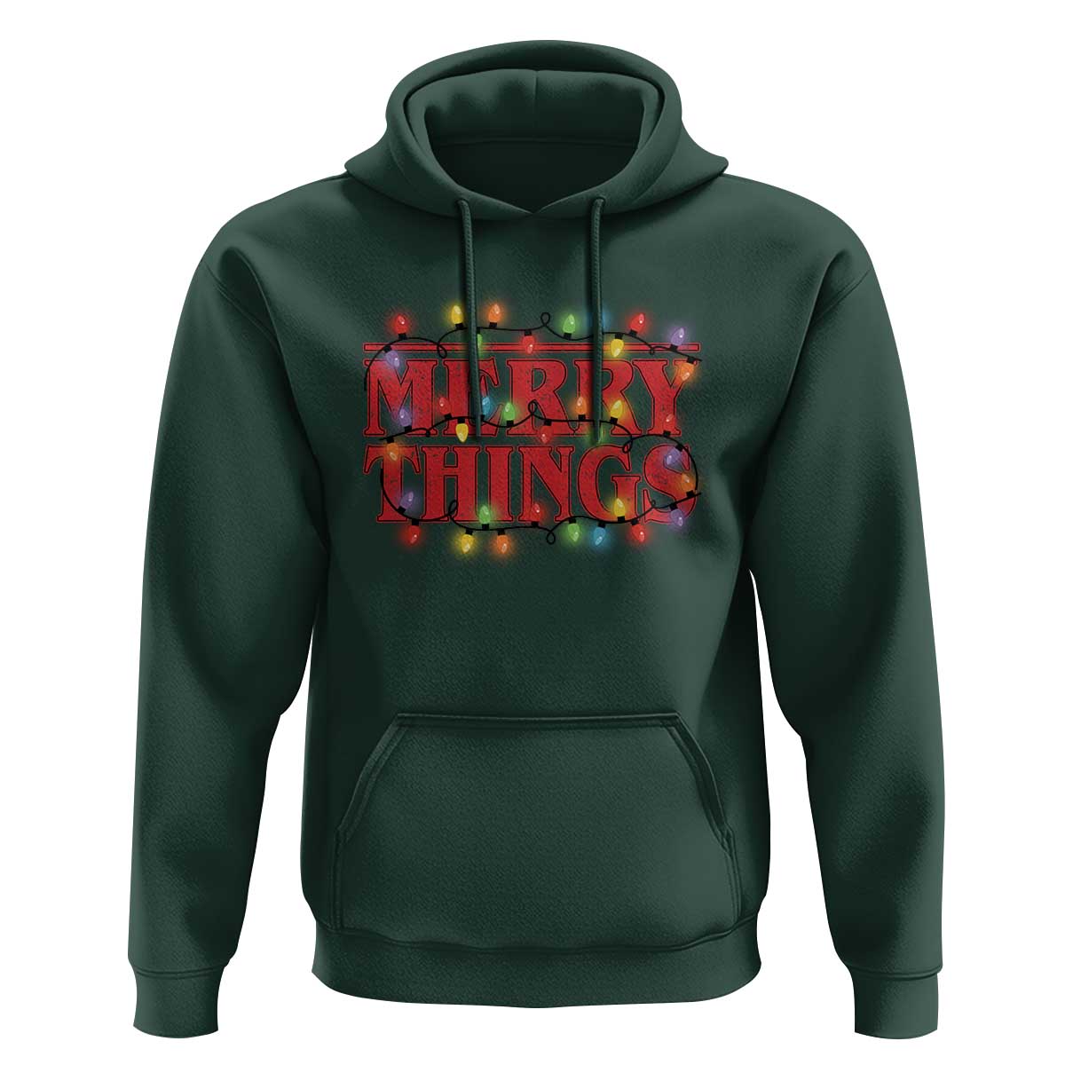 Funny Stranger Christmas Hoodie Merry Things Xmas Movie Neon Lights - Wonder Print Shop