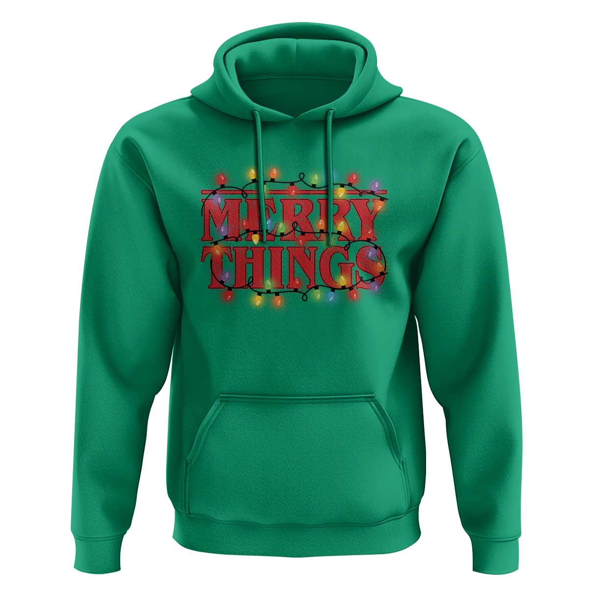 Funny Stranger Christmas Hoodie Merry Things Xmas Movie Neon Lights - Wonder Print Shop