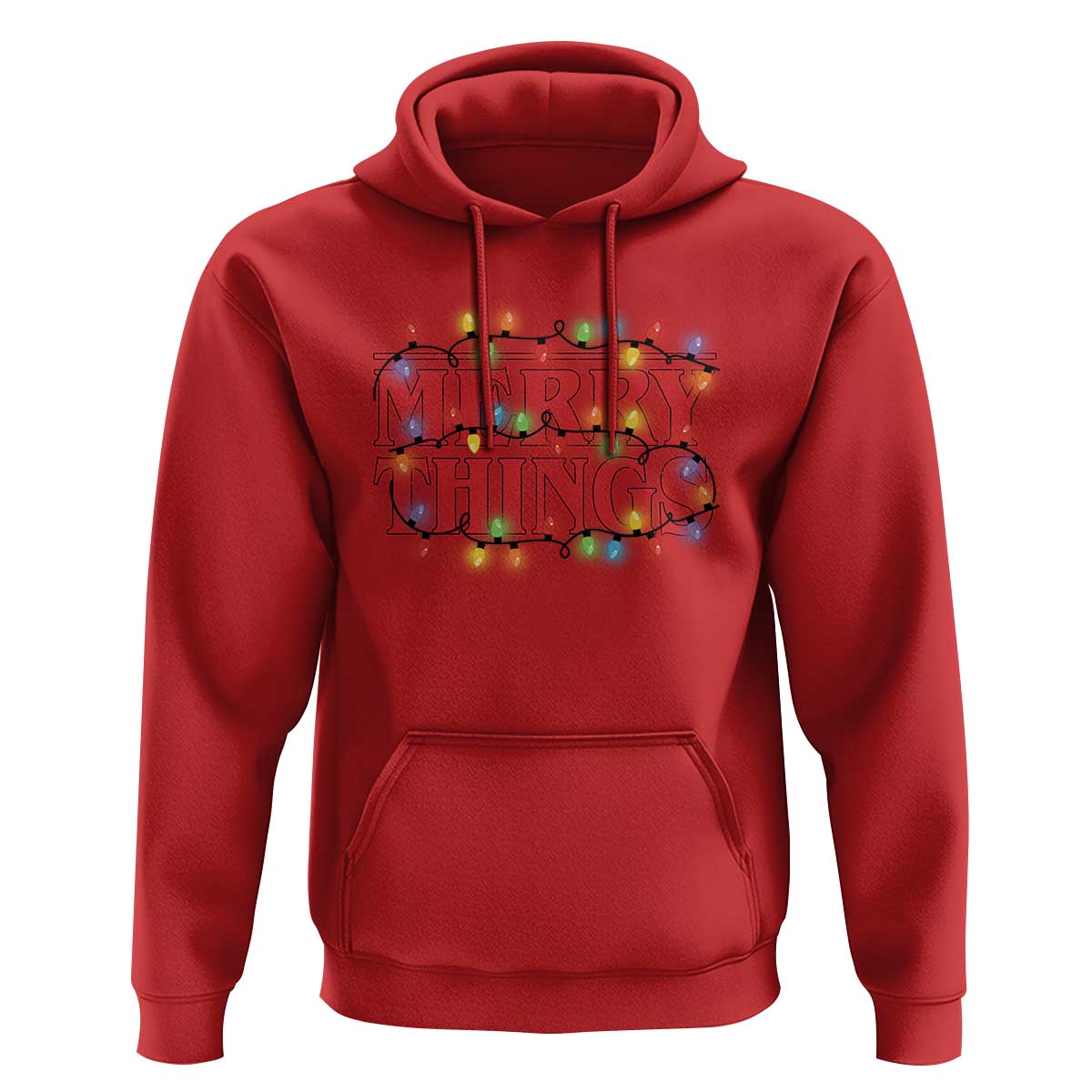 Funny Stranger Christmas Hoodie Merry Things Xmas Movie Neon Lights - Wonder Print Shop