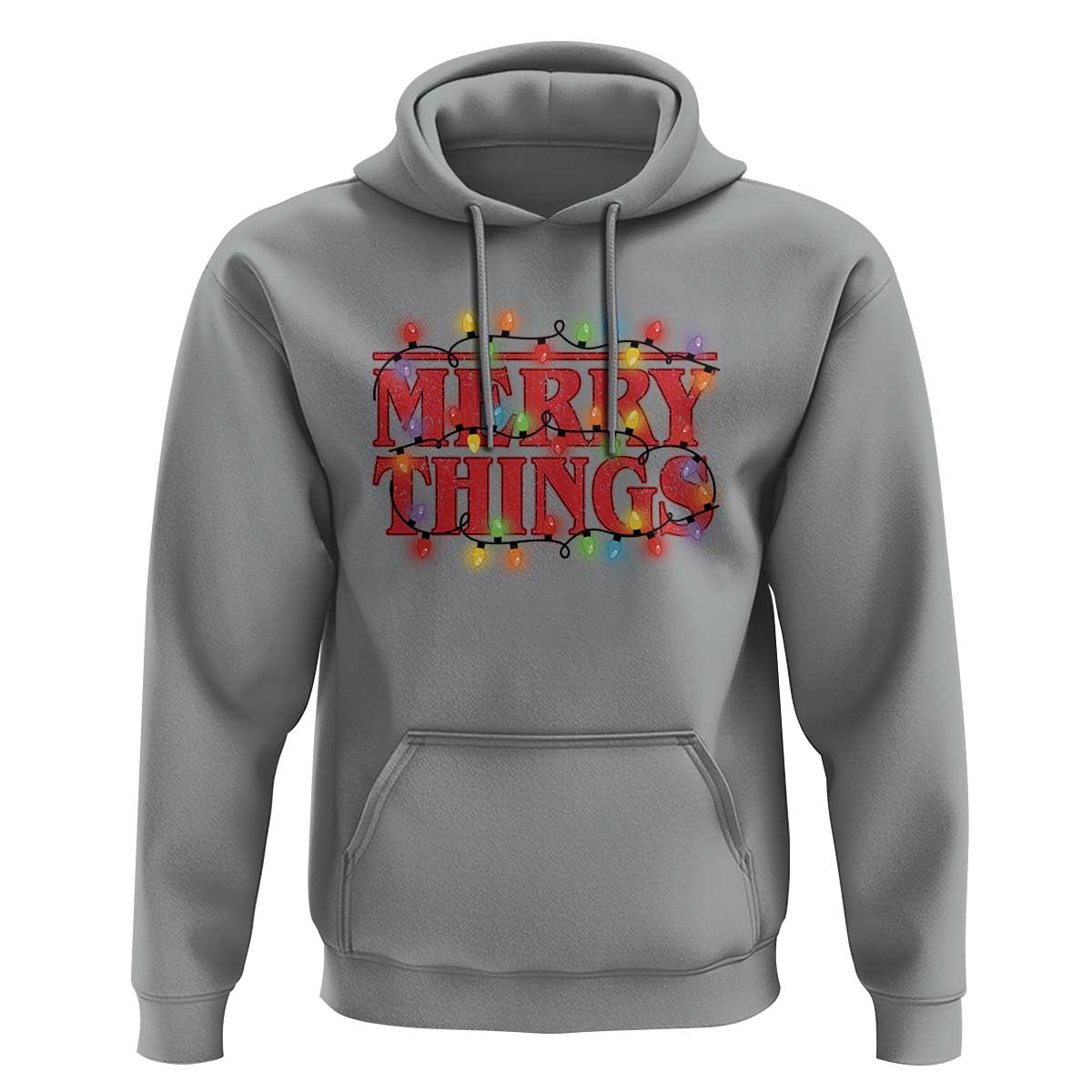 Funny Stranger Christmas Hoodie Merry Things Xmas Movie Neon Lights - Wonder Print Shop