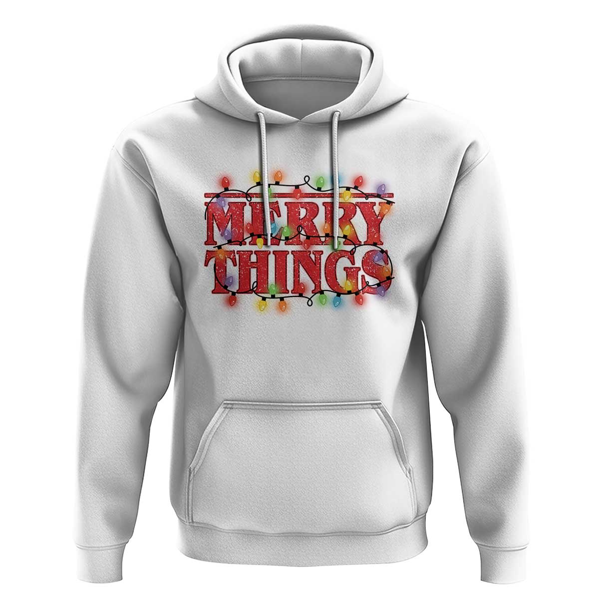 Funny Stranger Christmas Hoodie Merry Things Xmas Movie Neon Lights - Wonder Print Shop