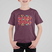 Funny Stranger Christmas T Shirt For Kid Merry Things Xmas Movie Neon Lights - Wonder Print Shop