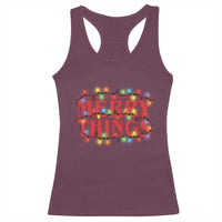 Funny Stranger Christmas Racerback Tank Top Merry Things Xmas Movie Neon Lights - Wonder Print Shop
