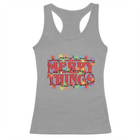 Funny Stranger Christmas Racerback Tank Top Merry Things Xmas Movie Neon Lights - Wonder Print Shop