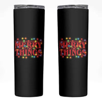 Funny Stranger Christmas Skinny Tumbler Merry Things Xmas Movie Neon Lights - Wonder Print Shop