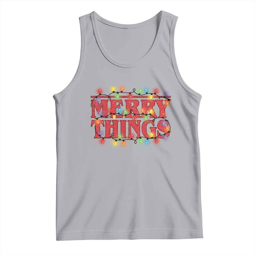 Funny Stranger Christmas Tank Top Merry Things Xmas Movie Neon Lights - Wonder Print Shop