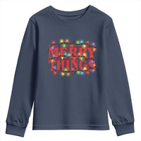 Funny Stranger Christmas Youth Sweatshirt Merry Things Xmas Movie Neon Lights - Wonder Print Shop