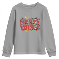 Funny Stranger Christmas Youth Sweatshirt Merry Things Xmas Movie Neon Lights - Wonder Print Shop