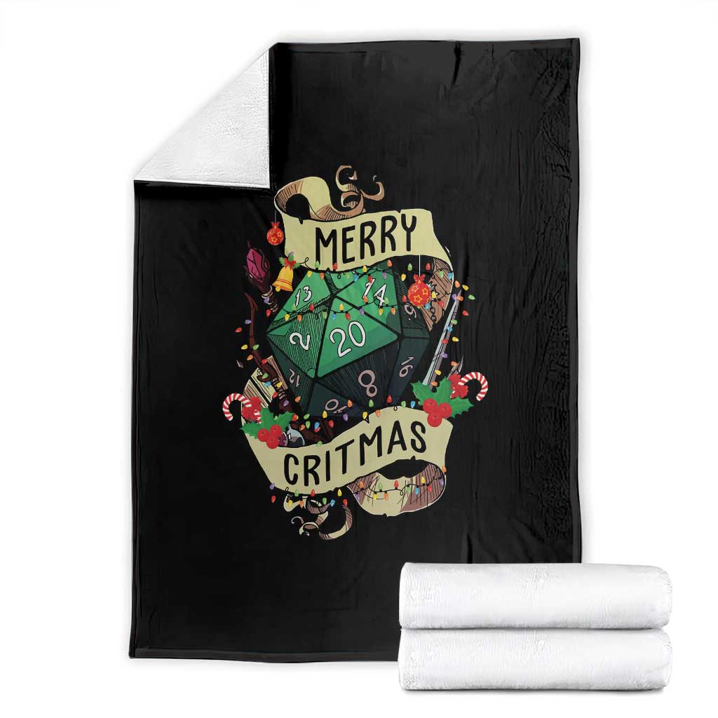 Funny Christmas Tabletop RPG Throw Blanket Merry Critmas D20 RPG Gamer Gaming - Wonder Print Shop