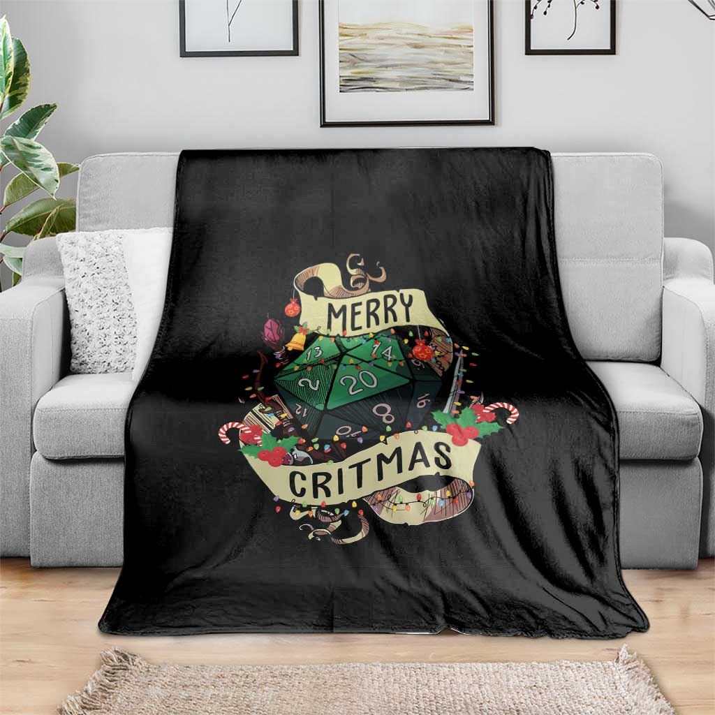 Funny Christmas Tabletop RPG Throw Blanket Merry Critmas D20 RPG Gamer Gaming - Wonder Print Shop