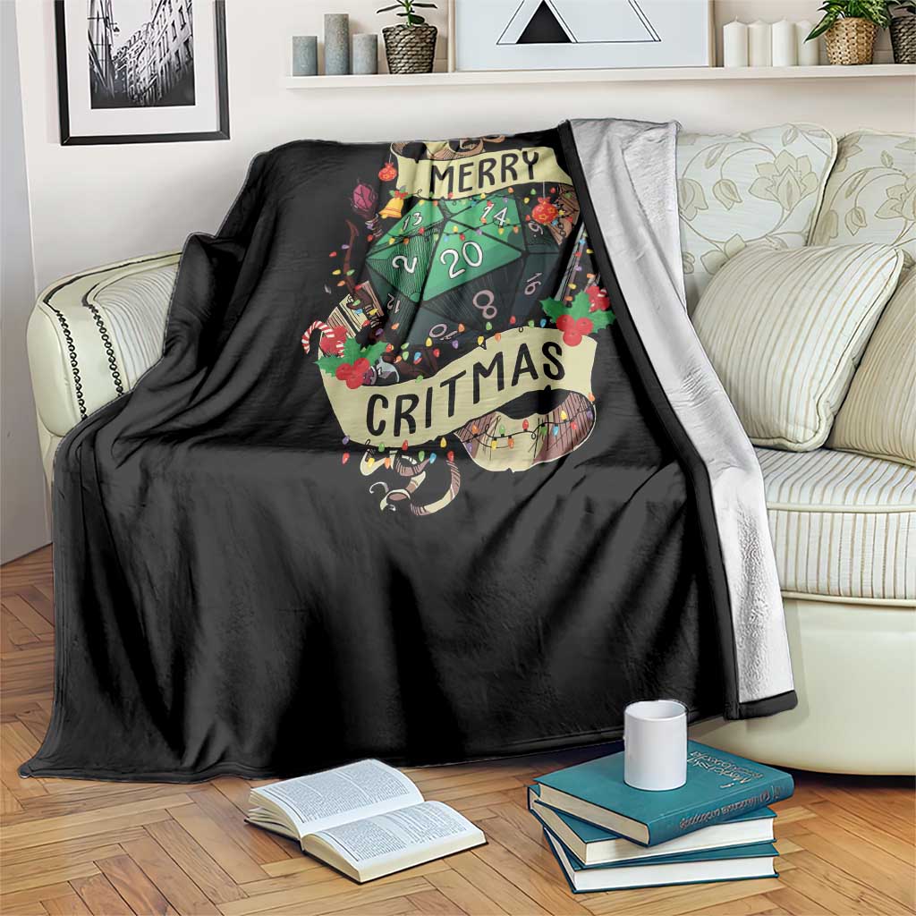 Funny Christmas Tabletop RPG Throw Blanket Merry Critmas D20 RPG Gamer Gaming - Wonder Print Shop