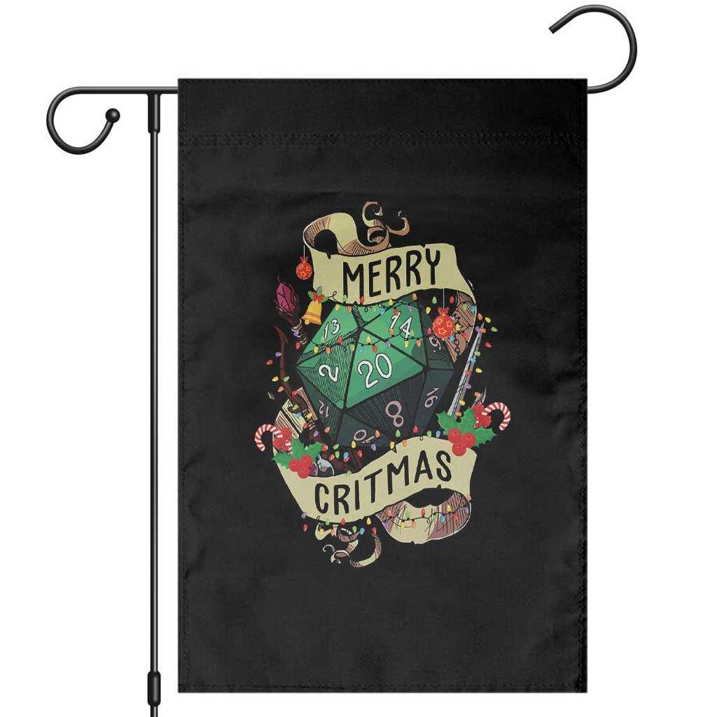 Funny Christmas Tabletop RPG Garden Flag Merry Critmas D20 RPG Gamer Gaming - Wonder Print Shop