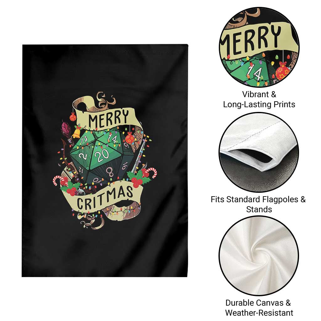 Funny Christmas Tabletop RPG Garden Flag Merry Critmas D20 RPG Gamer Gaming - Wonder Print Shop