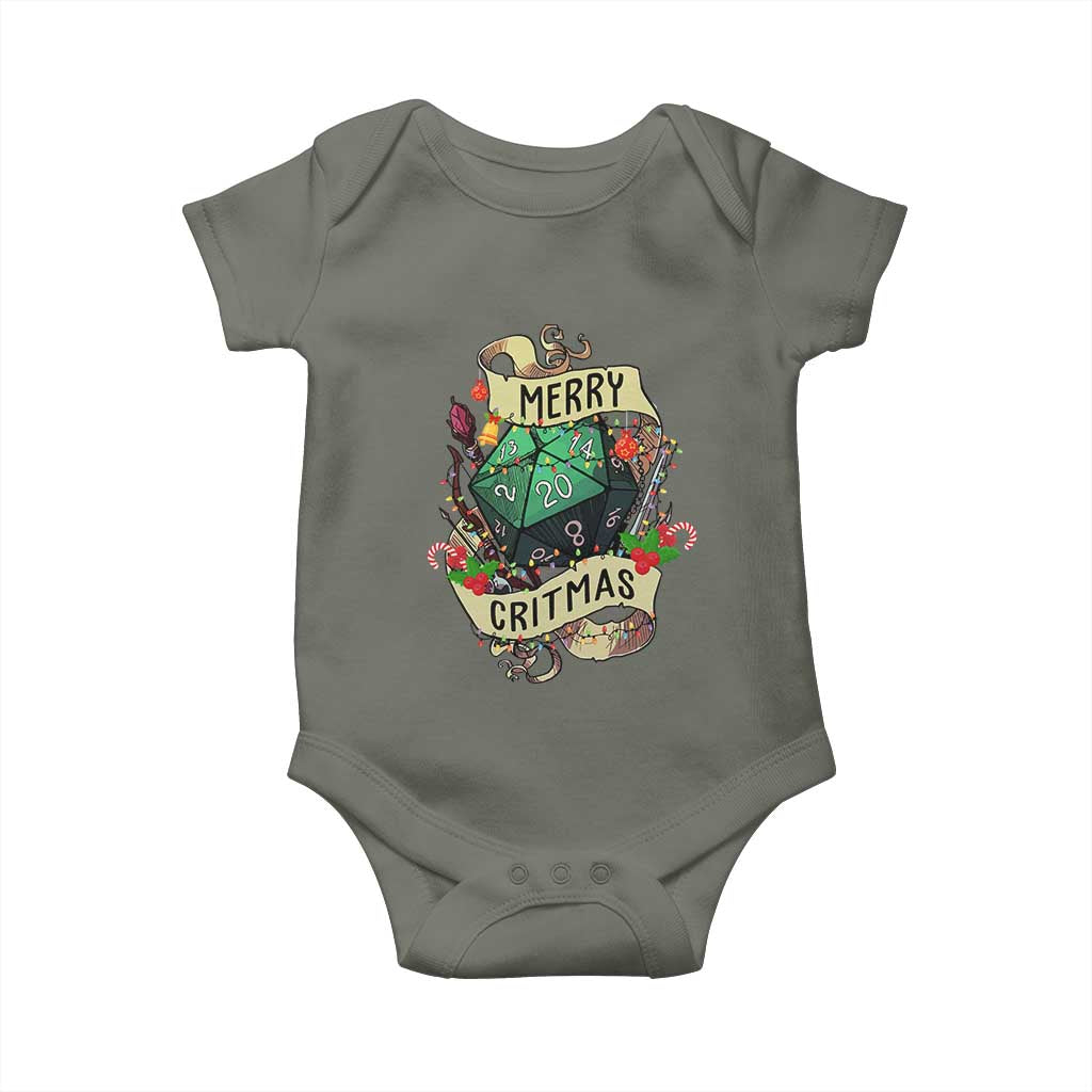 Funny Christmas Tabletop RPG Baby Onesie Merry Critmas D20 RPG Gamer Gaming - Wonder Print Shop