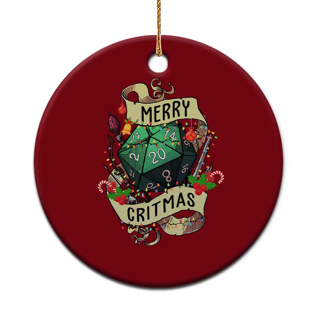 Funny Christmas Tabletop RPG Ceramic Ornament Merry Critmas D20 RPG Gamer Gaming - Wonder Print Shop