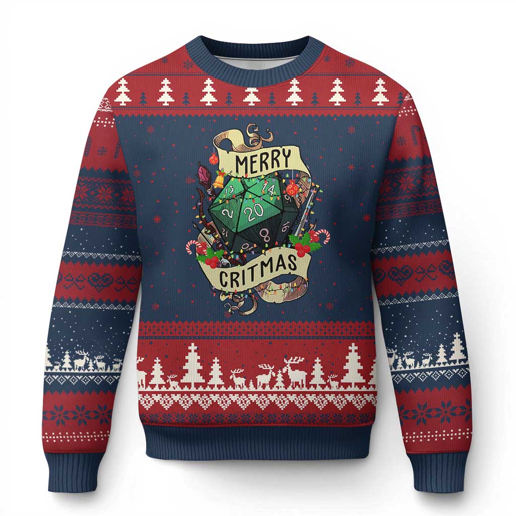 Funny Xmas Tabletop RPG Ugly Christmas Sweater Merry Critmas D20 RPG Gamer Gaming - Wonder Print Shop