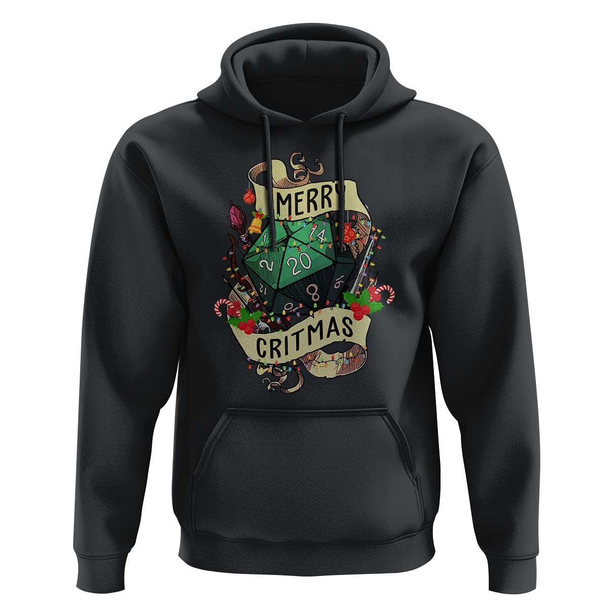 Funny Christmas Tabletop RPG Hoodie Merry Critmas D20 RPG Gamer Gaming - Wonder Print Shop