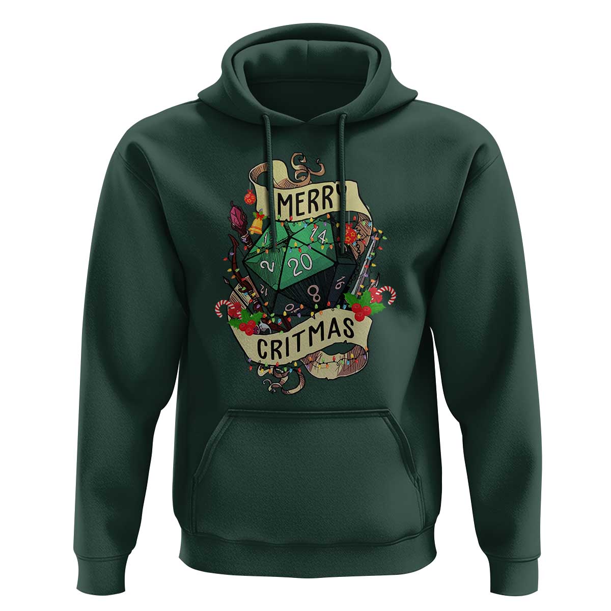 Funny Christmas Tabletop RPG Hoodie Merry Critmas D20 RPG Gamer Gaming - Wonder Print Shop