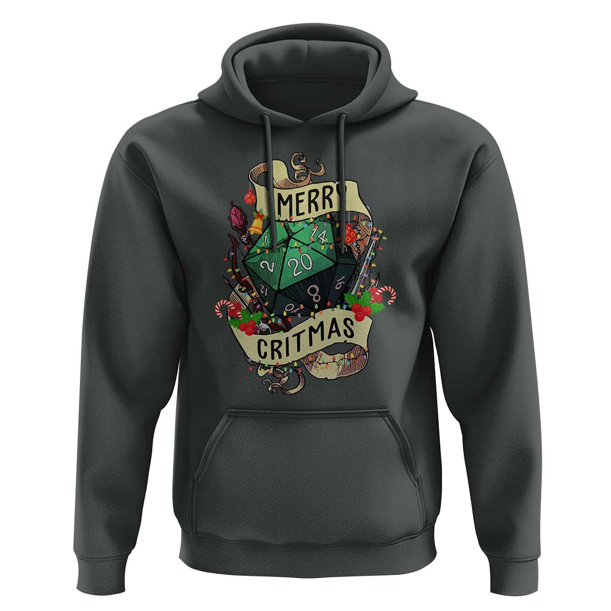 Funny Christmas Tabletop RPG Hoodie Merry Critmas D20 RPG Gamer Gaming - Wonder Print Shop