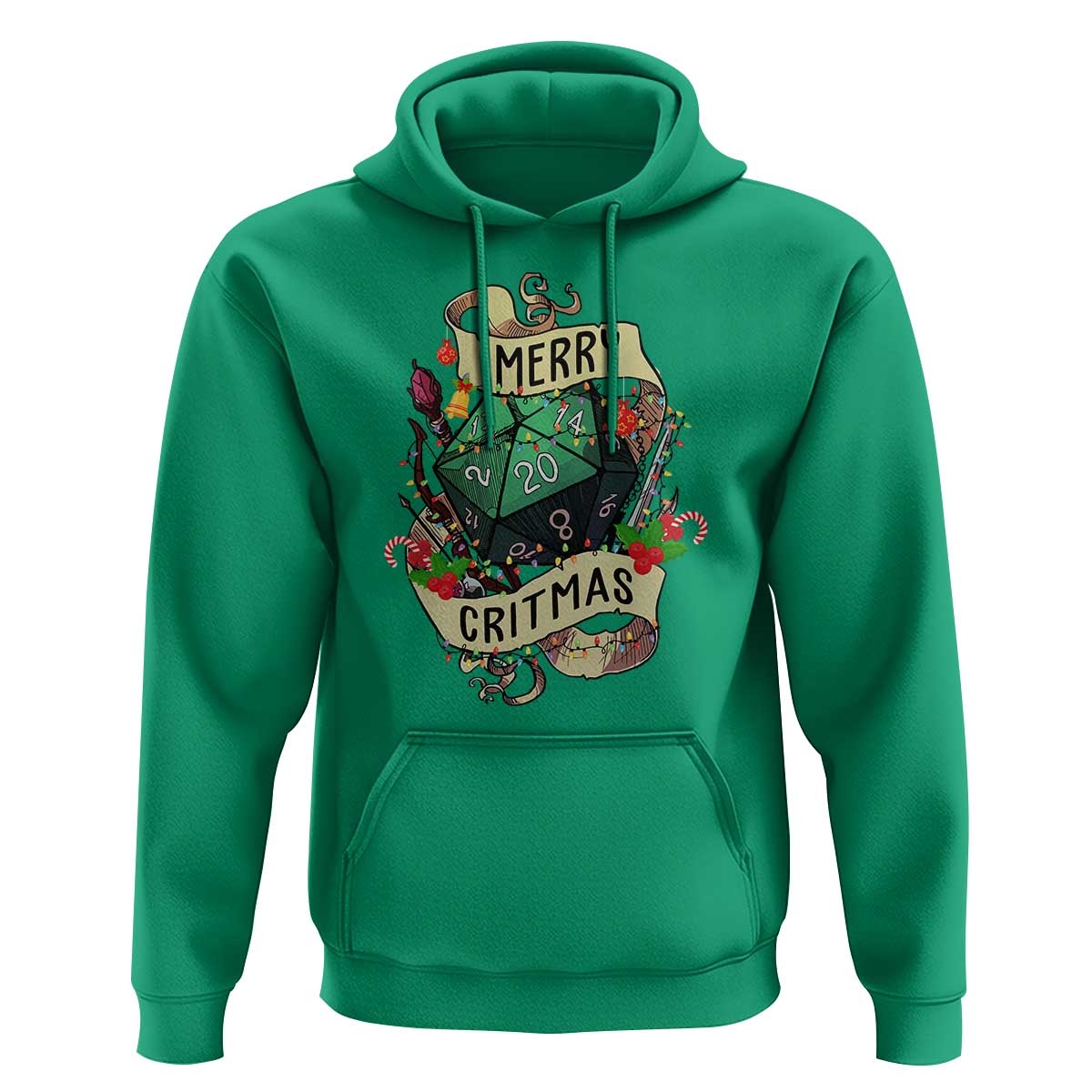Funny Christmas Tabletop RPG Hoodie Merry Critmas D20 RPG Gamer Gaming - Wonder Print Shop