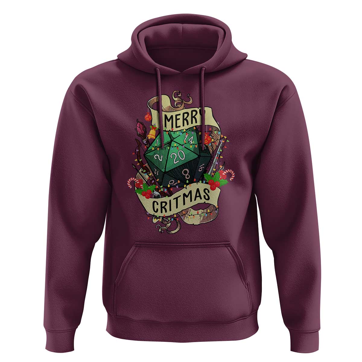Funny Christmas Tabletop RPG Hoodie Merry Critmas D20 RPG Gamer Gaming - Wonder Print Shop