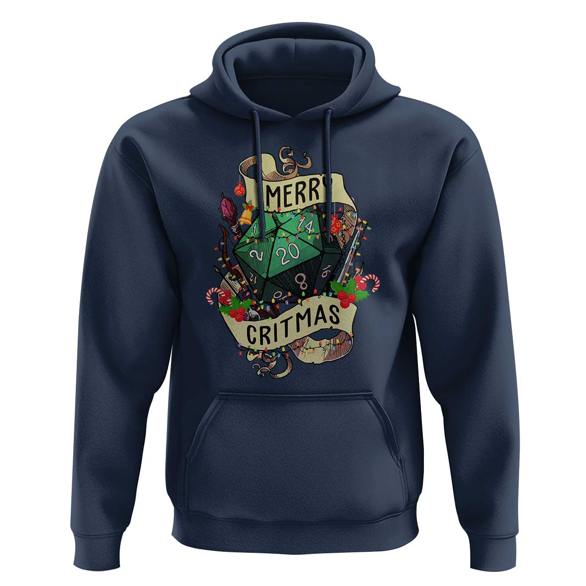 Funny Christmas Tabletop RPG Hoodie Merry Critmas D20 RPG Gamer Gaming - Wonder Print Shop