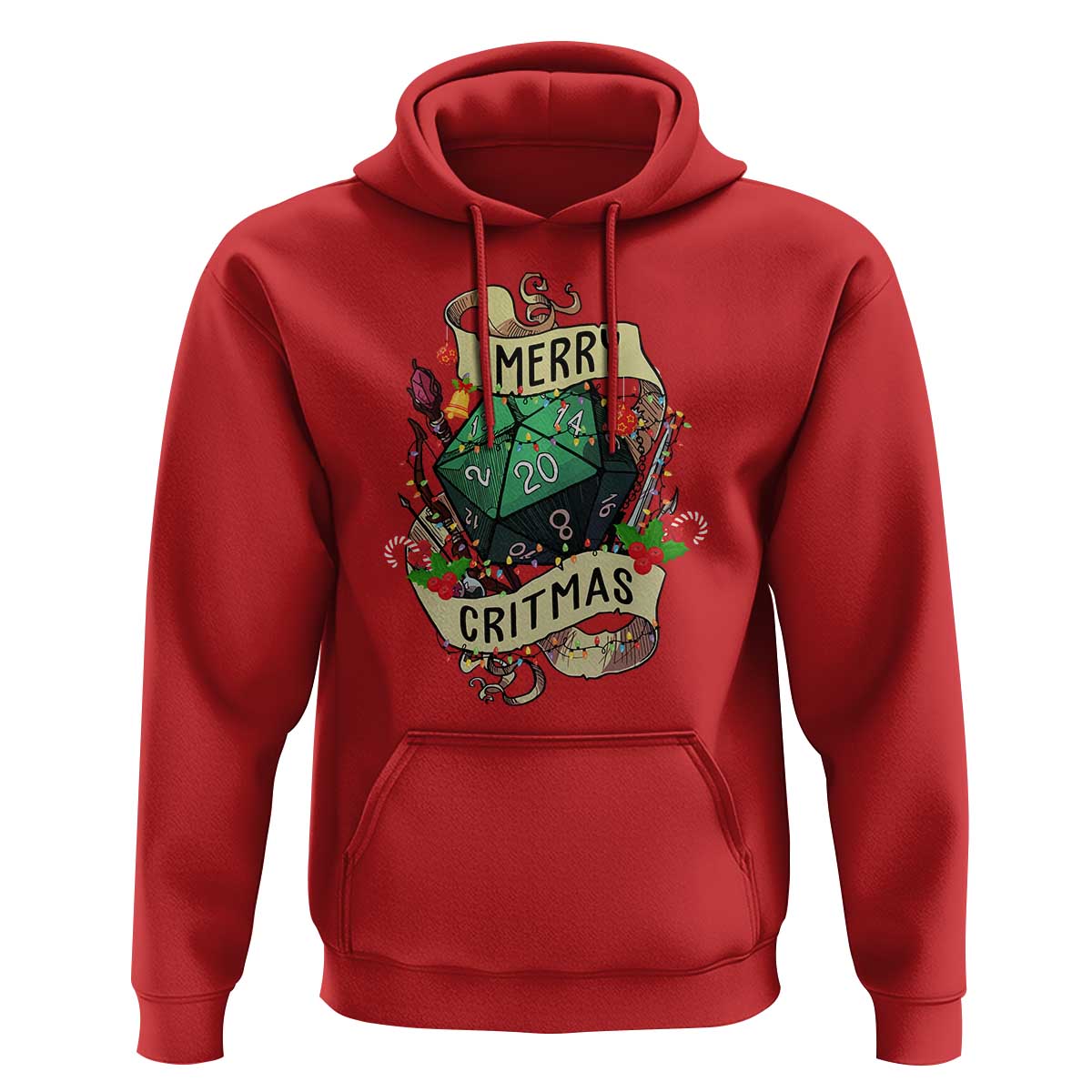 Funny Christmas Tabletop RPG Hoodie Merry Critmas D20 RPG Gamer Gaming - Wonder Print Shop