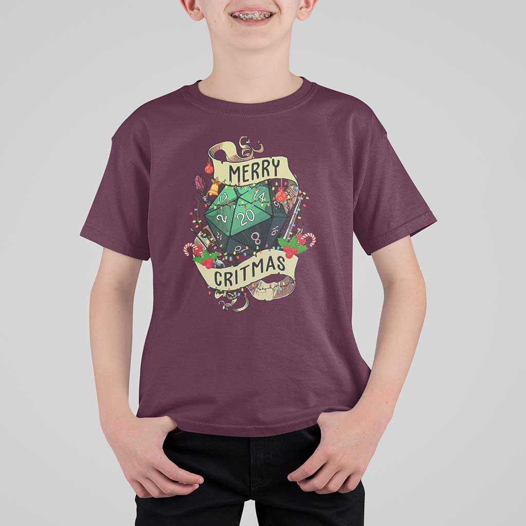 Funny Christmas Tabletop RPG T Shirt For Kid Merry Critmas D20 RPG Gamer Gaming - Wonder Print Shop