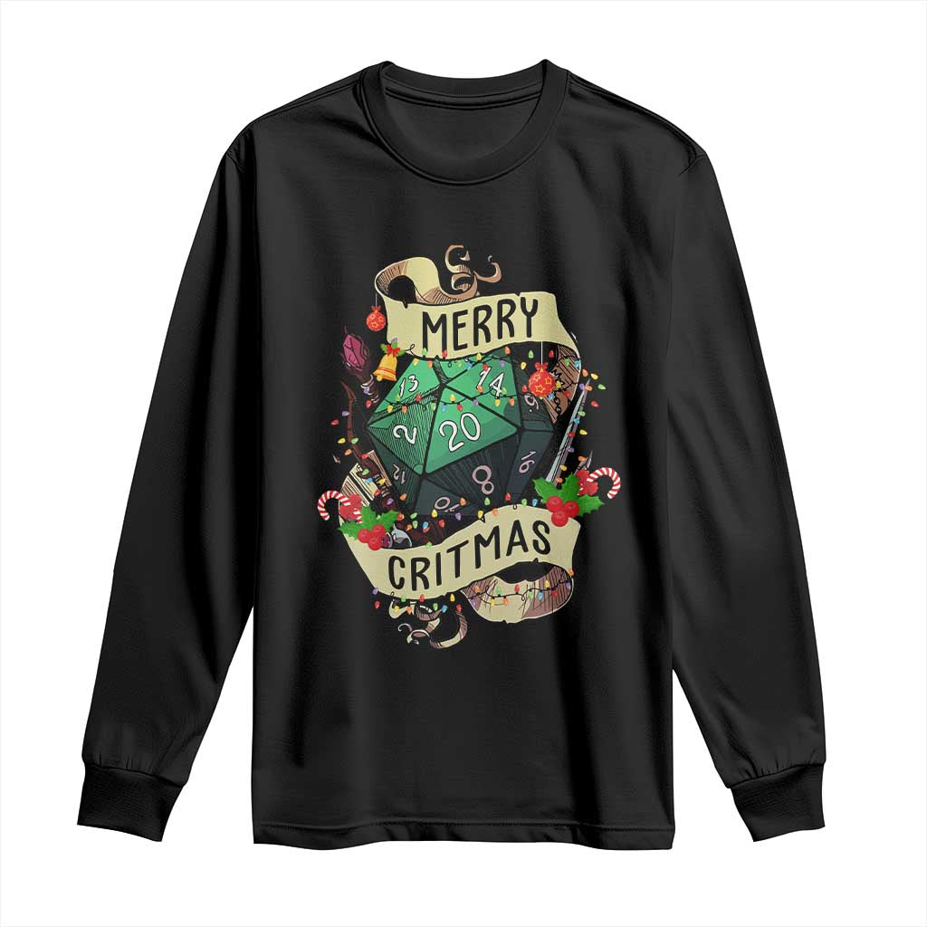 Funny Christmas Tabletop RPG Long Sleeve Shirt Merry Critmas D20 RPG Gamer Gaming - Wonder Print Shop