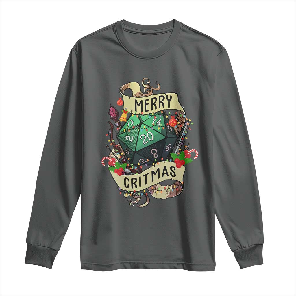 Funny Christmas Tabletop RPG Long Sleeve Shirt Merry Critmas D20 RPG Gamer Gaming - Wonder Print Shop