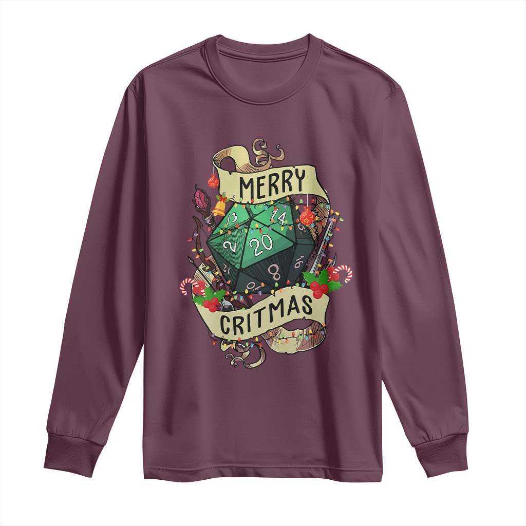 Funny Christmas Tabletop RPG Long Sleeve Shirt Merry Critmas D20 RPG Gamer Gaming - Wonder Print Shop
