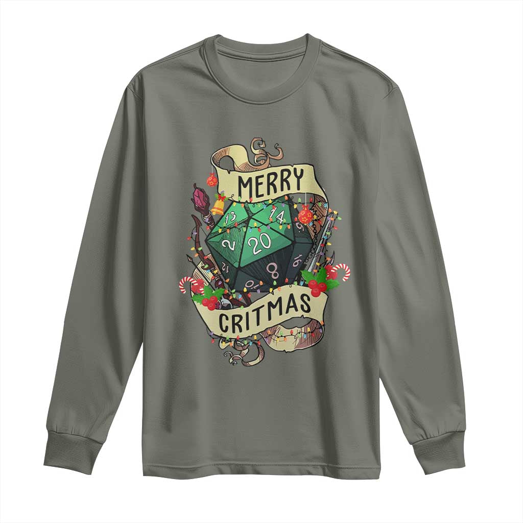 Funny Christmas Tabletop RPG Long Sleeve Shirt Merry Critmas D20 RPG Gamer Gaming - Wonder Print Shop