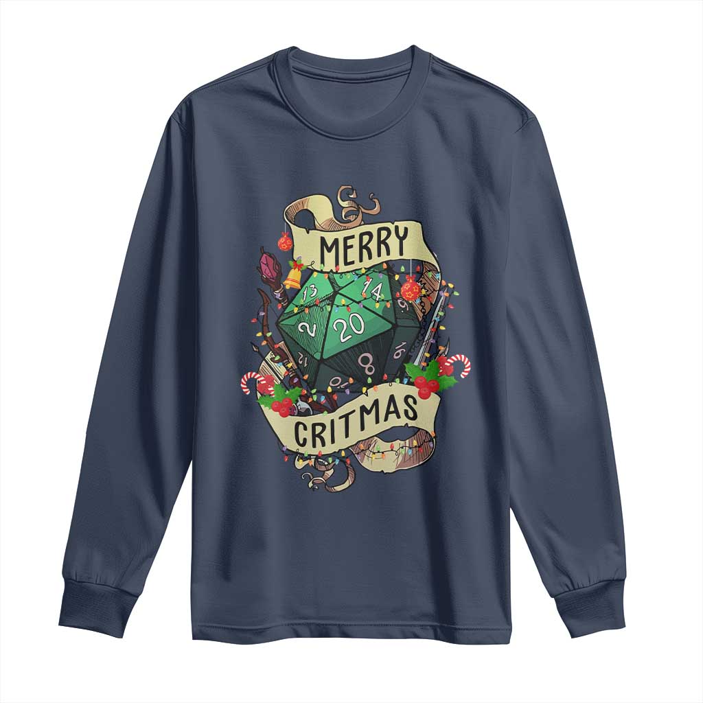 Funny Christmas Tabletop RPG Long Sleeve Shirt Merry Critmas D20 RPG Gamer Gaming - Wonder Print Shop